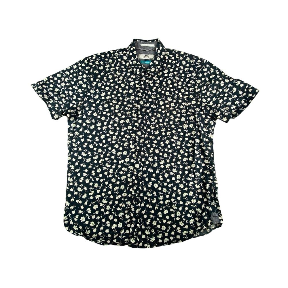 MBX Premium Shirt Mens Large Blue Button Up Short Sleeve Collar Business Casual